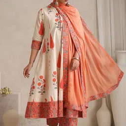 Khushal K Women Floral Printed Regular Pure Cotton Kurta with Palazzos & With Dupatta-picture-32