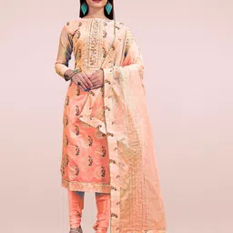 maroosh MarooshFloral Printed Chanderi Unstitched Dress Material-picture-19