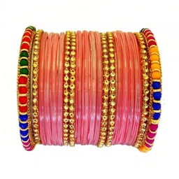 zsp Pink Glass Artificial Stones Bangle image 2