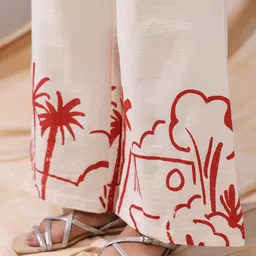 JISORA Printed Mandarin Collar Pure Cotton Tunic With Palazzo Co-Ords image 3