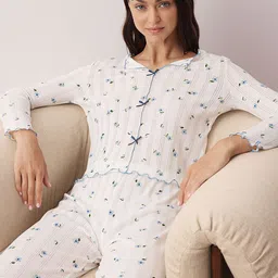 Trendyol Printed Pure Cotton Top & Pyjamas image 2