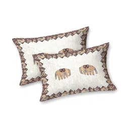 RANG MANIA Off White 180 TC King Bedsheet with 2 Pillow Covers image 2