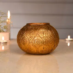 Myntra Elegant Homes Gold-Toned 1 Piece Dome shaped Candle Holder-picture-19