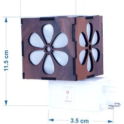 Gojeeva Brown & White Camphor Diffuser Wooden & Glass With Switch image 3