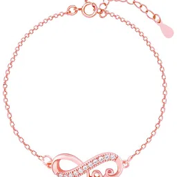 GIVA 925 Sterling Silver & Rose Gold-Plated Cubic Zirconia Link Bracelet image 2