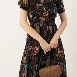 Kedar Fab Floral Print Off-Shoulder Flutter Sleeve Georgette Maxi Dress image 3