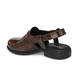 Delize Men Brown & Black Shoe-Style Sandals image 3