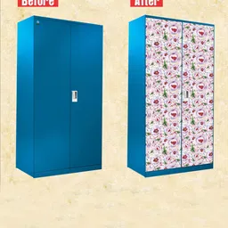 WallDaddy Red & Green Floral Printed Wardrobe Sticker image 2