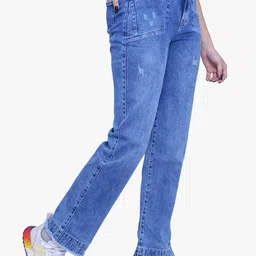 FCK-3 Women Cassidy Wide Leg High-Rise Low Distress Heavy Fade Stretchable Jeans image 5