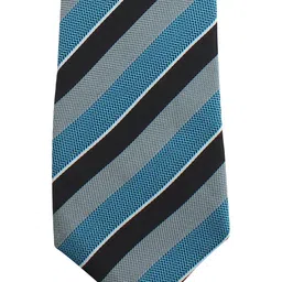 kavove KOVOVE Men Teal & Black The Magma Striped Broad Tie image 2
