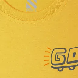 NUSYL Boys Yellow Typography Printed Bio Washed Cotton T-shirt image 4