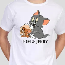 Greylongg Men Tom & Jerry Graphic Printed Round Neck Cotton T-shirt image 4