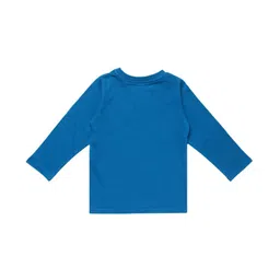 KAVEE Boys Blue Printed Pure Cotton Biowashed Round Neck T-shirt image 2
