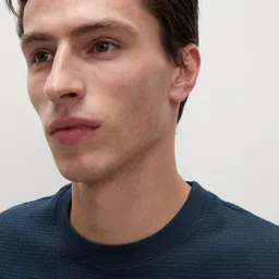 Marks & Spencer Men Solid Round Neck Cotton T-shirt image 2