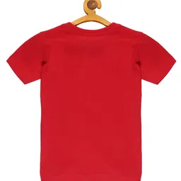 OBOW Boys Red Typography Printed Bio Finish Cotton T-shirt image 2