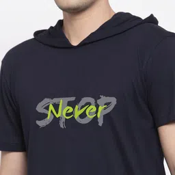 Friskers Men Navy Blue Typography Printed T-shirt image 2