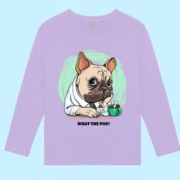 NUSYL Boys Purple Printed V-Neck Applique T-shirt image 2