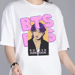 PRONK Butter Jungkook Printed Drop Shoulder Sleeves Pure Cotton Oversized T-shirt image 4