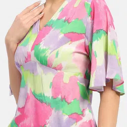 Madame Floral Print Flared Sleeve Wrap Top image 2