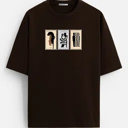 MISCHIEF MONKEY Men Graphic Printed Round Neck Oversized Longline Cotton T-shirt image 3