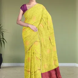 The Chennai Silks Floral Printed Woven Design Semi-Dupion Banarasi Saree-picture-39