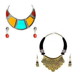 Sitashi Women Set Of 2 Rajasthani Beads Necklace & Earrings Jewellery Set image 1
