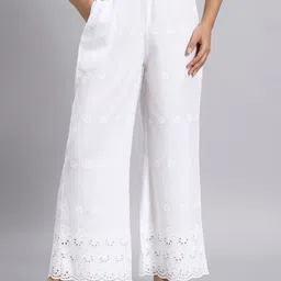 Shopping Queen Women Chikankari Wide Leg Cotton Ethnic Palazzos-picture-36