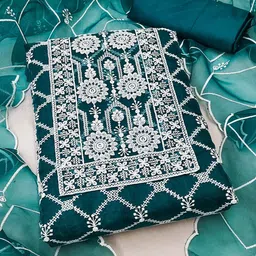 Rangtulika Ethnics Embroidered Organza Unstitched Dress Material-picture-36