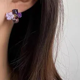 Celestique Artificial Stones Studded Flower Shaped Korean Studs image 2