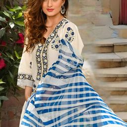 Anouk Rustic Women Ethnic Motifs Printed Thread Work Kurta with Trousers & Dupatta-picture-21
