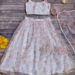 LABEL KANUPRIYA Girls Printed Beads and Stones Ready to Wear Lehenga & Blouse With Dupatta-picture-11