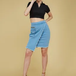 Life With Pockets Wrap Mini Denim Skirt image 5