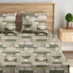 Trance Home Linen Green & Beige Printed 180 TC King Bedsheet Sets - 1.83 m x 1.52 m image 5