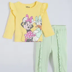 Hopscotch Girls Minnie Mouse Printed Pure Cotton T-shirt With Leggings-image-91