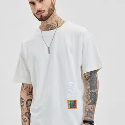 Snitch Men Graphic Printed Round Neck Cotton Oversized T-shirt image 2