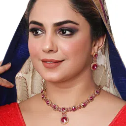 VATSALYA creation Gold-Plated Stone Studded Jewellery Set-picture-17