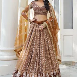 Zeel Clothing Embroidered Sequinned Semi-Stitched Lehenga & Blouse With Dupatta-picture-33