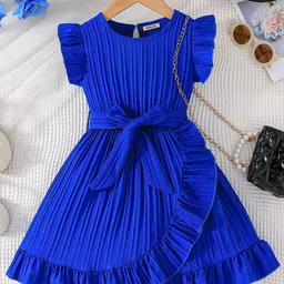 INCLUD Girls Flutter Sleeve Fit & Flare Dress-picture-17