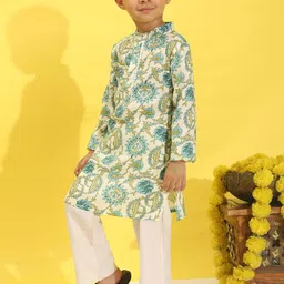Cutiekins Boys Floral Printed Kurta with Pyjama image 2