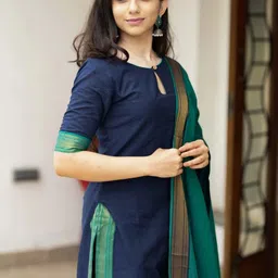 ROZLAND Women Regular Kurta with Trousers & With Dupatta image 4