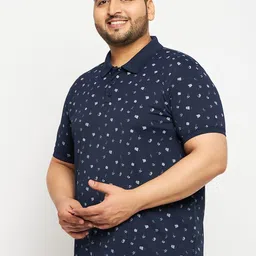 AUXAMIS Men Plus Size Conversational Printed Polo Collar Cotton T-shirt image 3