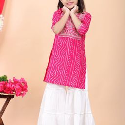 BAESD Girls Bandhani Printed Regular Sequinned Kurti with Sharara-picture-48
