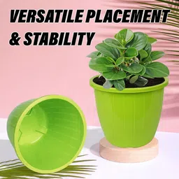Kuber Industries 2-Pcs Green Striped Flower Pots image 5