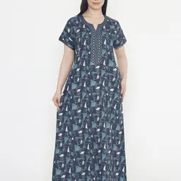 NIGHTSPREE Women Printed Maxi Nightdress-image-8