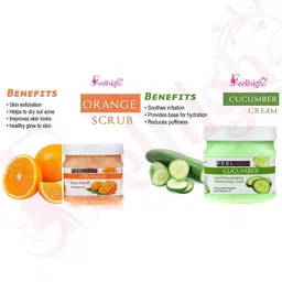 FEELHIGH Set of 2 Orange Scrub 500gm And Cucumber Cream 500gm image 2