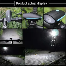 highrider USB Rechargeable Bicycle Light 140 Db Horn with 300 Lumens Light 3 Modes (Blue) Bell image 4