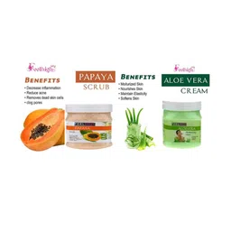 FEELHIGH Set of Papaya Face Scrub & Aloe Vera Moisturizing Cream - 500 ml Each image 2