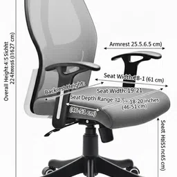 vistro Fabric Office Adjustable Arm Chair image 3
