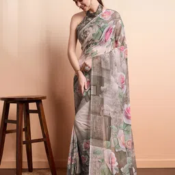 RACHNA Floral Pure Georgette Ready to Wear Saree image 2