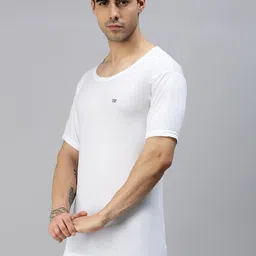 Lux Cozi Men Pack of 2 White Solid Organic Cotton Basic Innerwear Vests image 3